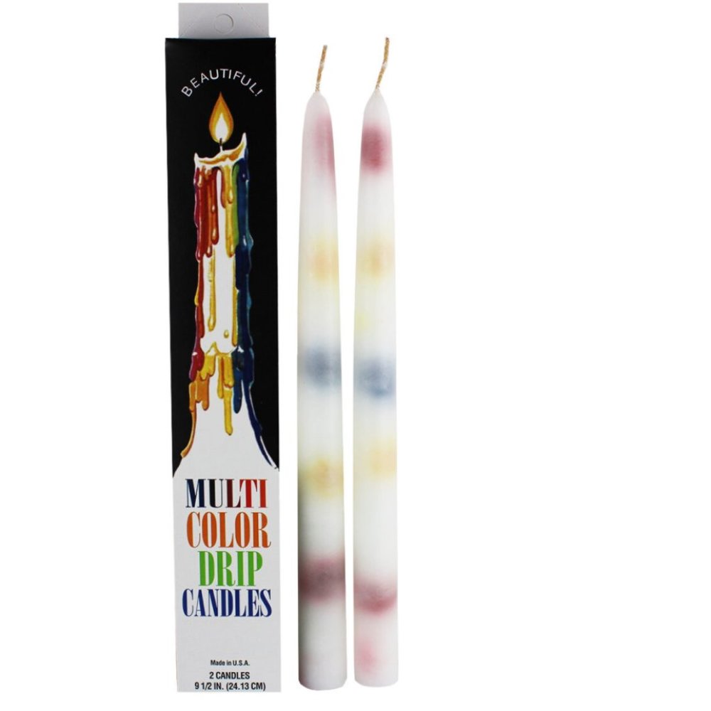 KALEIDOSCOPE MULTI-COLOR DRIP TAPER CANDLES (Set of 2)
